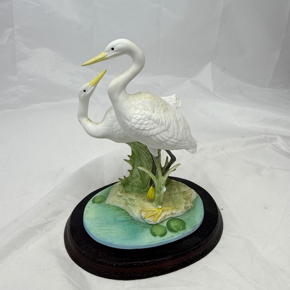 Andrea by Sadek Double White Heron Porcelain Figurine 7348 Vintage 1985 Japan